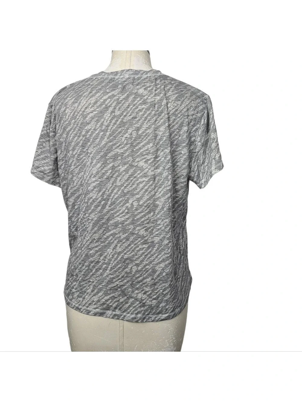 Splendid Gray Animal Zebra Print Pocket T Shirt L